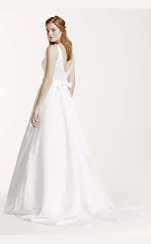 High Neck Satin Wedding Dress with Open Back  Image 2