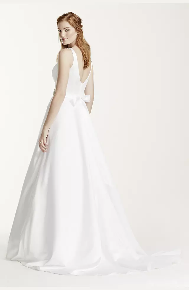 High Neck Satin Wedding Dress with Open Back  Image 2