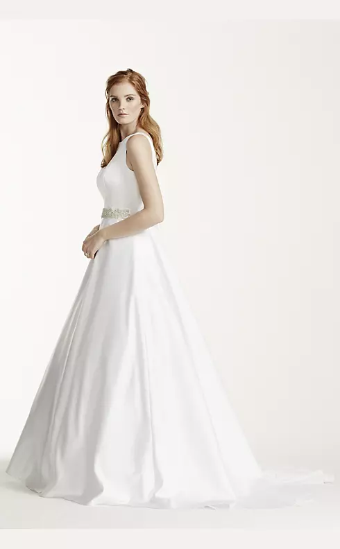 High Neck Satin Wedding Dress with Open Back  Image 3