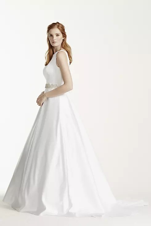 As-Is High Neck Satin Wedding Dress with Open Back Image 3