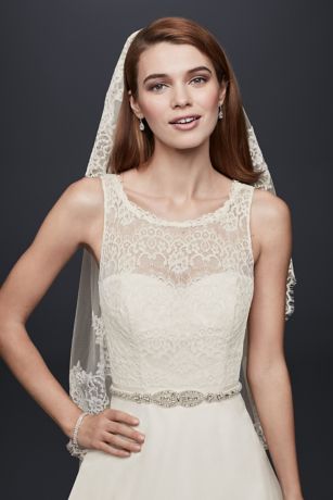 Illusion Lace Tank Wedding Dress with Tulle Skirt | David's Bridal