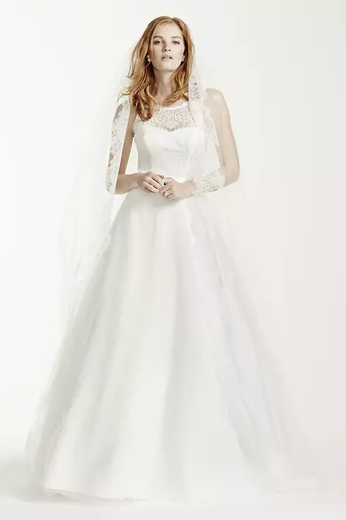 Illusion Lace Tank A-Line Gown with Tulle Skirt Image 1