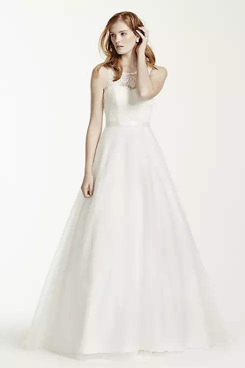 Illusion Lace Tank A-Line Gown with Tulle Skirt Image 2