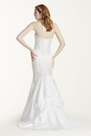 Lace Appliqued Satin Sweetheart Wedding Dress | David's Bridal