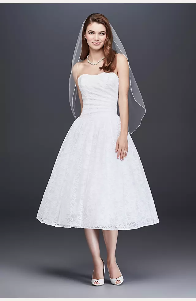 Tea Length Drop Waist Lace Wedding Dress | David's Bridal