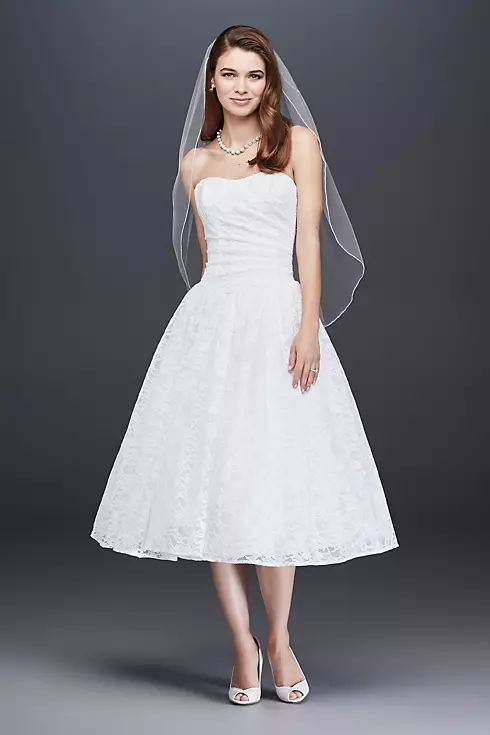 Tea Length Drop Waist Lace Wedding Dress  Image 1