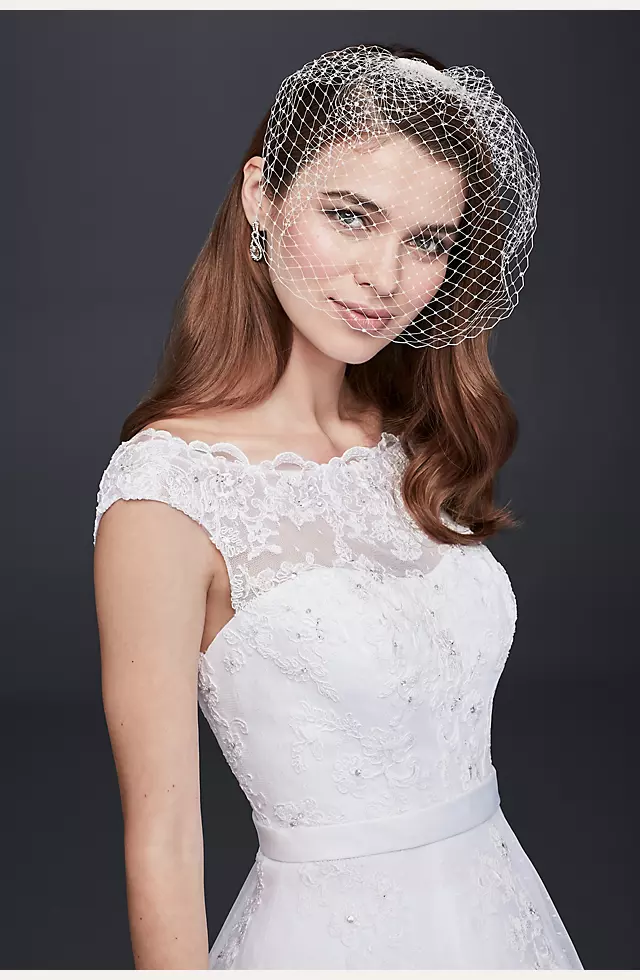 Tea Length Tulle Illusion Neckline Wedding Dress Image 3