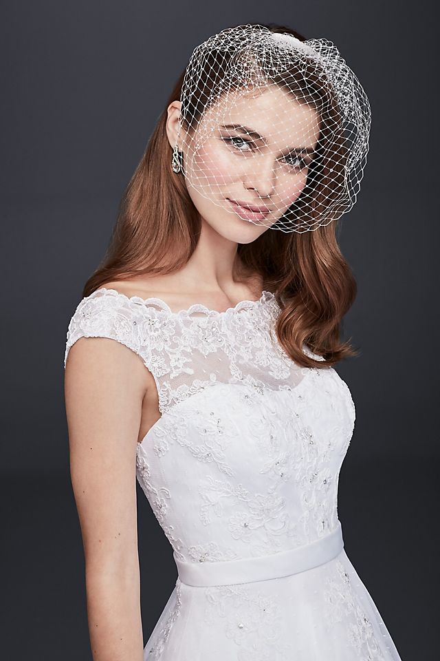 Tea Length Tulle Illusion Neckline Wedding Dress Image 3