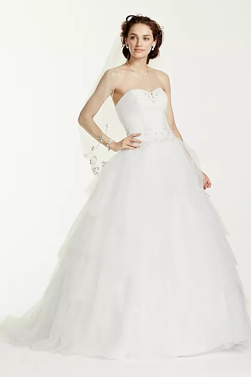 Jewel Strapless Tiered Tulle Wedding Dress Image 1