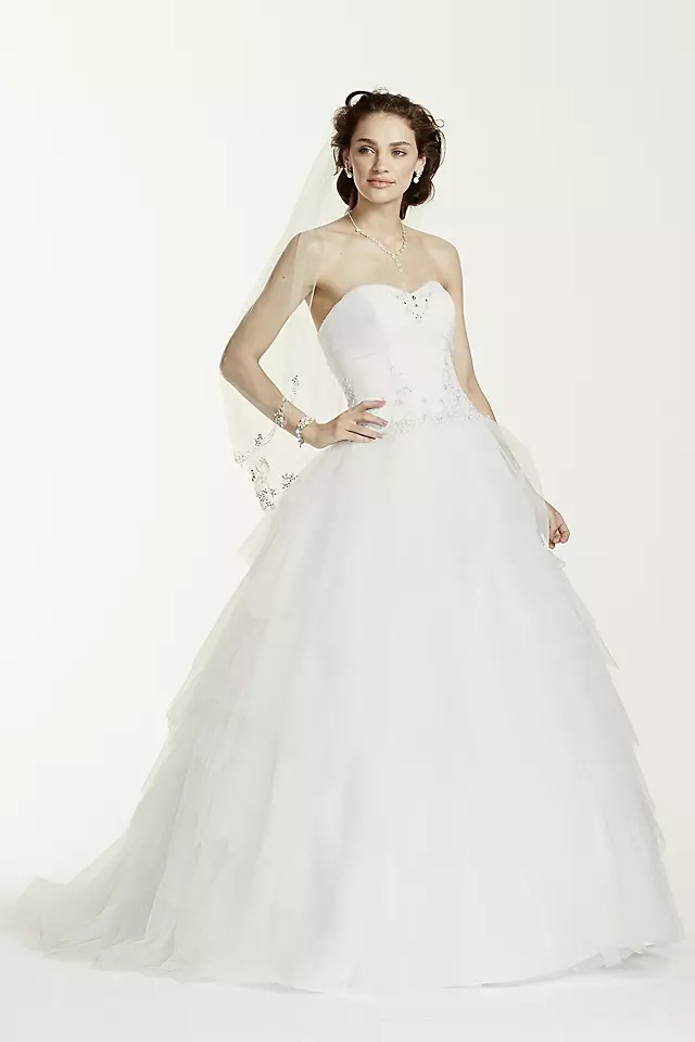 As-Is Strapless Tiered Tulle Wedding Dress Image