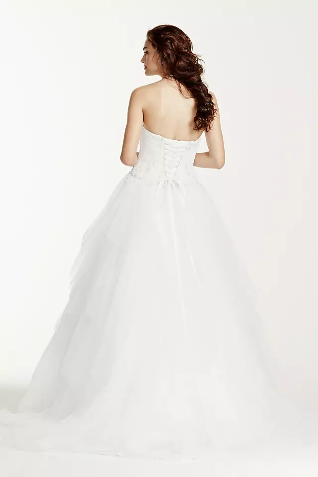 Jewel Strapless Tiered Tulle Wedding Dress Image 2