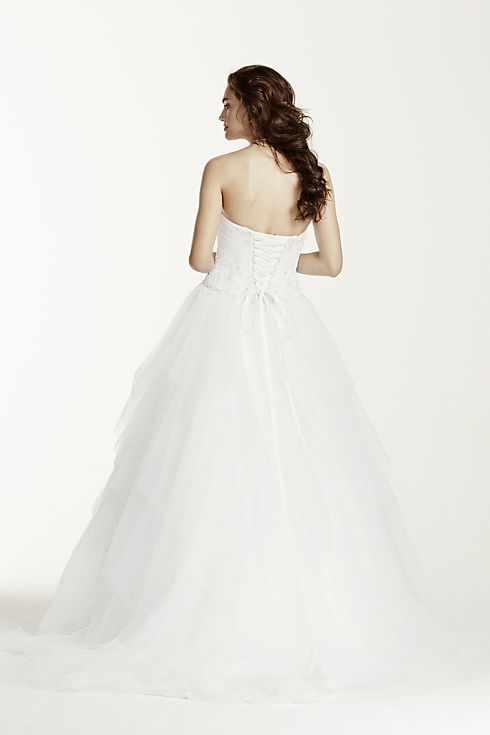 As-Is Strapless Tiered Tulle Wedding Dress Image 2