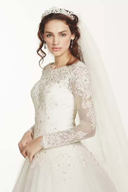 As-Is Long Sleeve Drop-Waist Tulle Wedding Dress Image 3