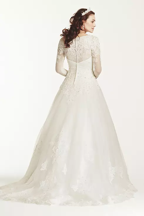 As-Is Long Sleeve Drop-Waist Tulle Wedding Dress Image 2