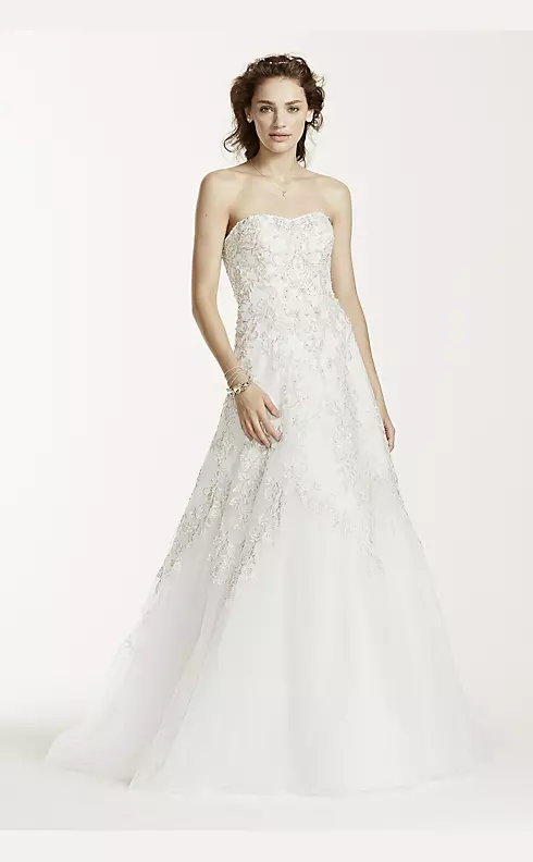 Jewel Tulle A-Line Wedding Dress with Lace Detail  Image 1