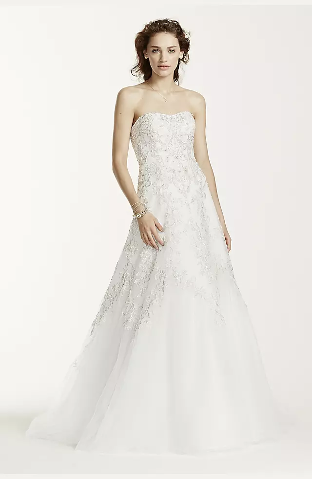 Jewel Tulle A-Line Wedding Dress with Lace Detail  Image