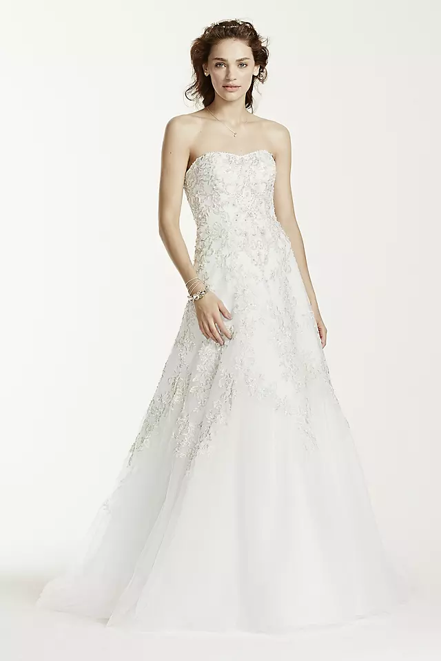 Jewel Tulle A-Line Wedding Dress with Lace Detail  Image