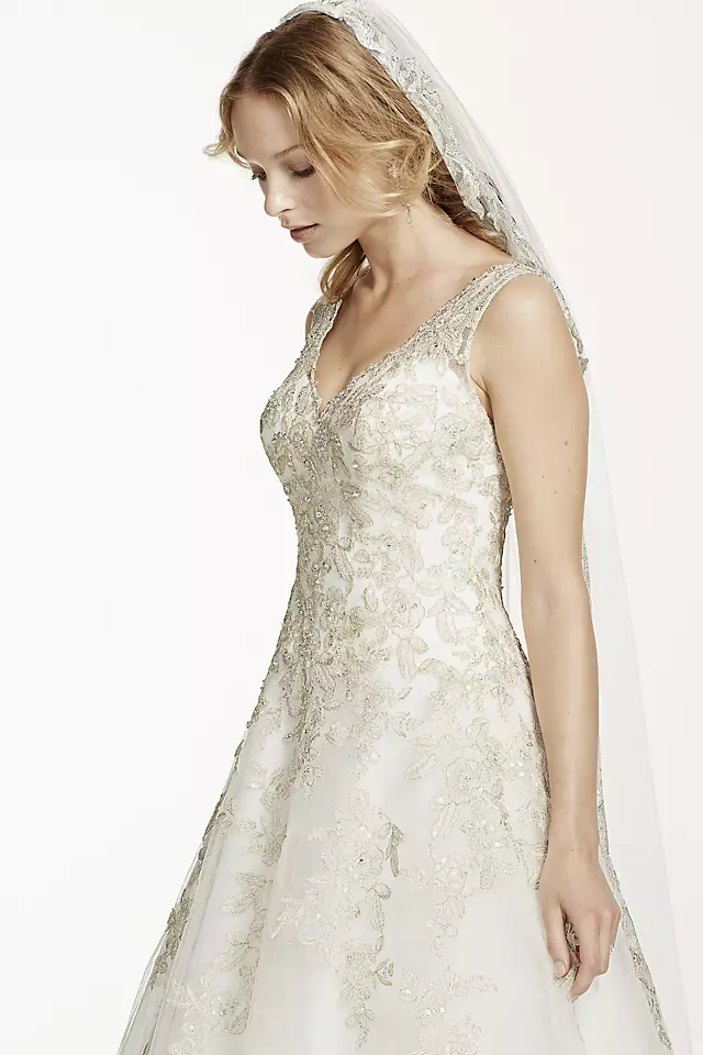 Jewel Tank Tulle V-Neck Beaded Wedding Dress Image 5