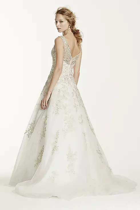 Jewel Tank Tulle V-Neck Beaded Wedding Dress Image 2