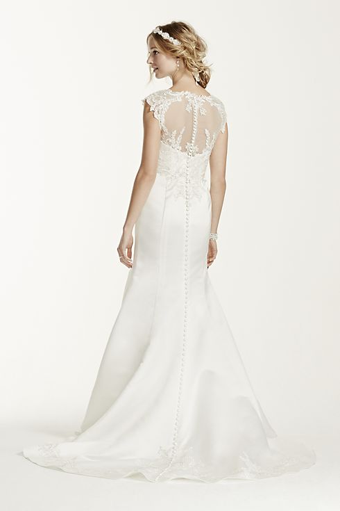 Jewel Cap Sleeve Illusion Neck Wedding Dress Image 2