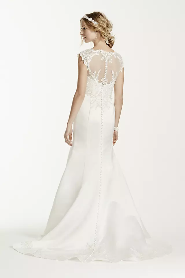 Jeweled Cap Sleeve Illusion Neckline Wedding Dress Image 2