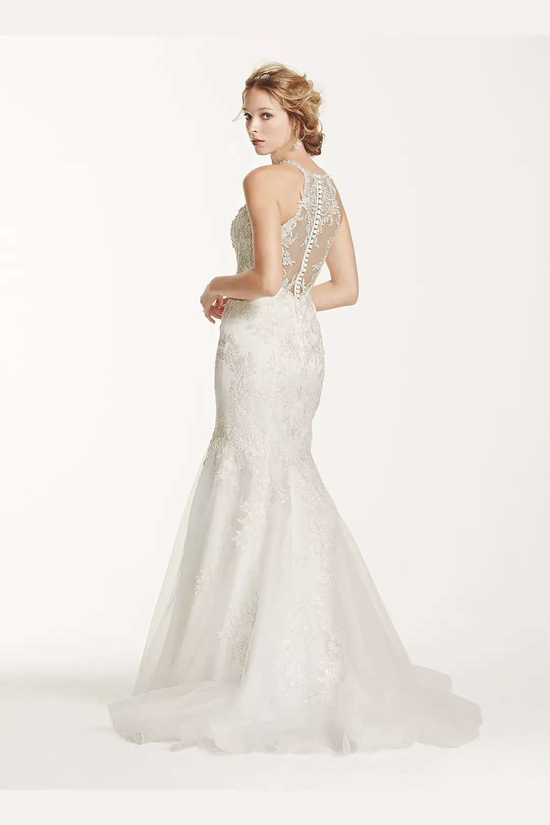 As-Is Lace and Tulle Petite Wedding Dress Image 2