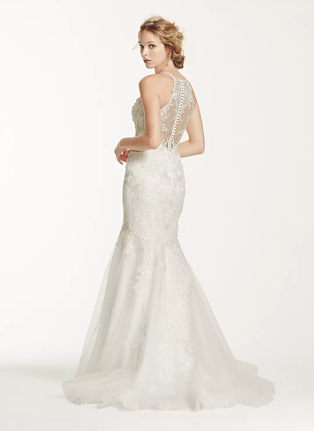 As-Is Lace and Tulle Petite Wedding Dress Image 2