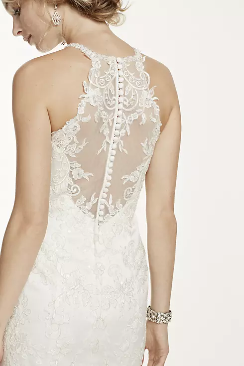 Jewel Lace and Tulle Illusion Neck Wedding Dress  Image 5