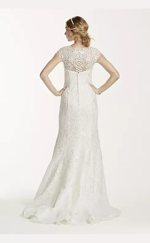Jewel Lace Cap Sleeved Illusion Neck Wedding Dress Image 2
