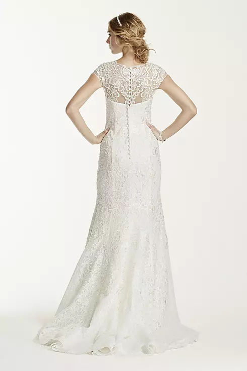 Jewel Lace Cap Sleeved Illusion Neck Wedding Dress Image 2