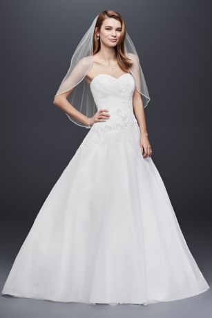 Strapless Tulle Wedding Dress with Lace Applique | David's Bridal