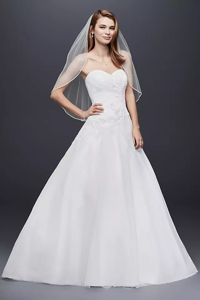 Strapless Tulle Wedding Dress with Lace Applique  Image