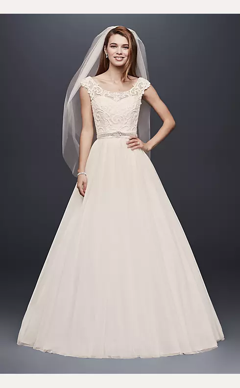 Tulle Wedding Dress with Lace Illusion Neckline Image 1
