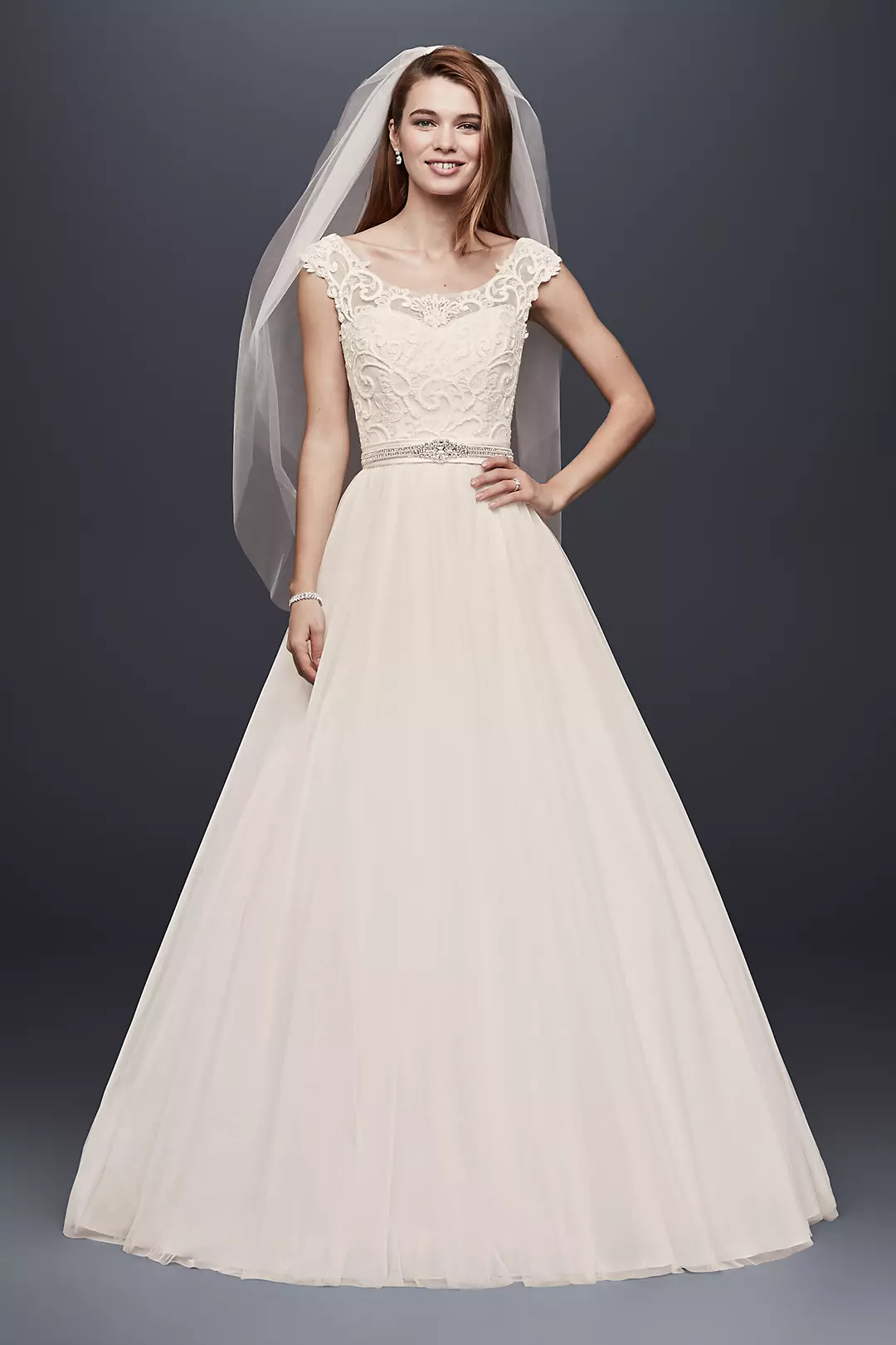 Tulle Wedding Dress with Lace Illusion Neckline Image