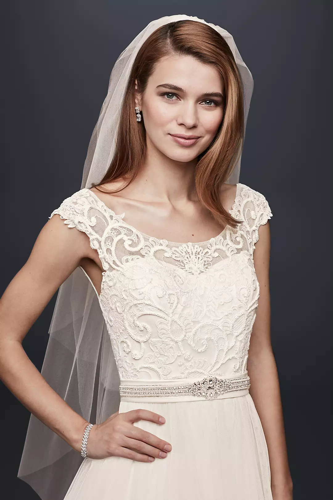 Tulle Wedding Dress with Lace Illusion Neckline Image 2