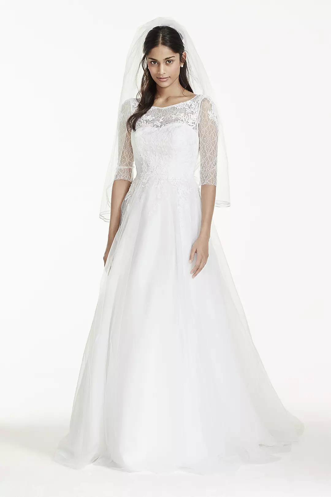 As-Is 3/4 Sleeve Wedding Dress with Lace and Tulle Image