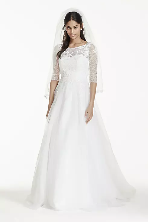 As-Is 3/4 Sleeve Wedding Dress with Lace and Tulle Image 1