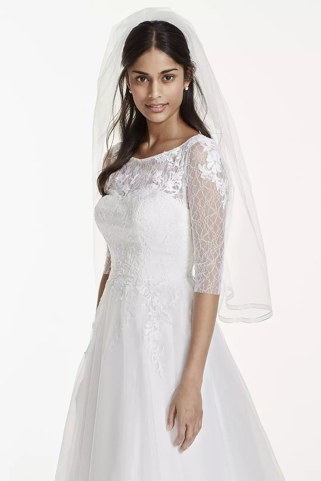 As-Is 3/4 Sleeve Wedding Dress with Lace and Tulle Image 3