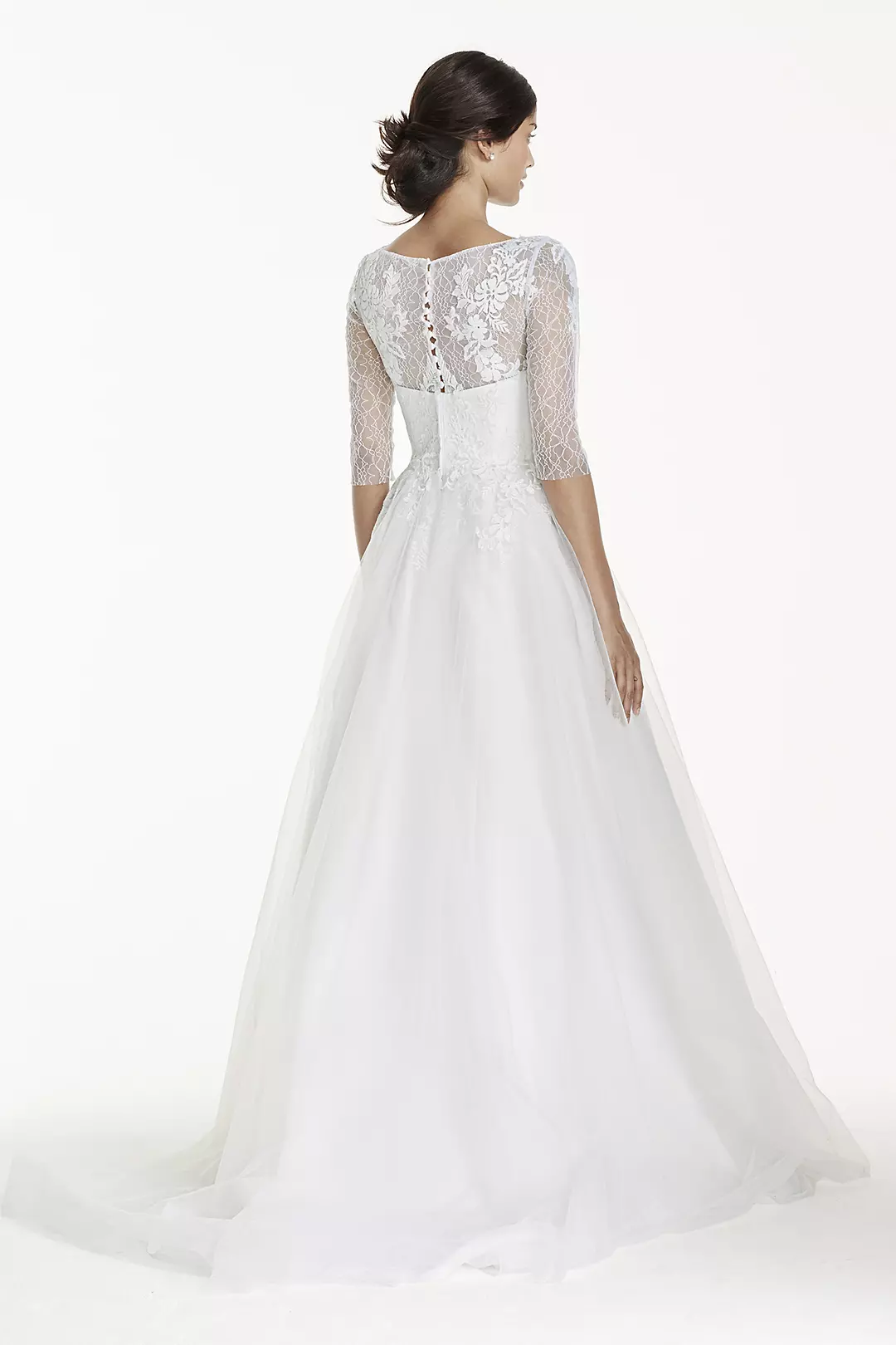 As-Is 3/4 Sleeve Wedding Dress with Lace and Tulle Image 2