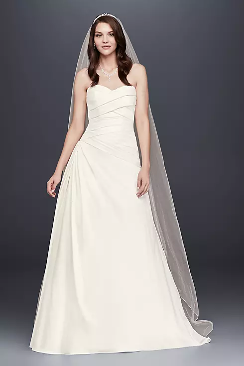 Strapless A-Line Pleated Drop Waist Wedding Dress Image 1
