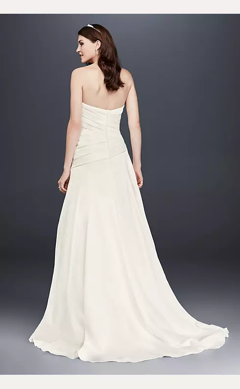 Strapless A-Line Pleated Drop Waist Wedding Dress Image 2