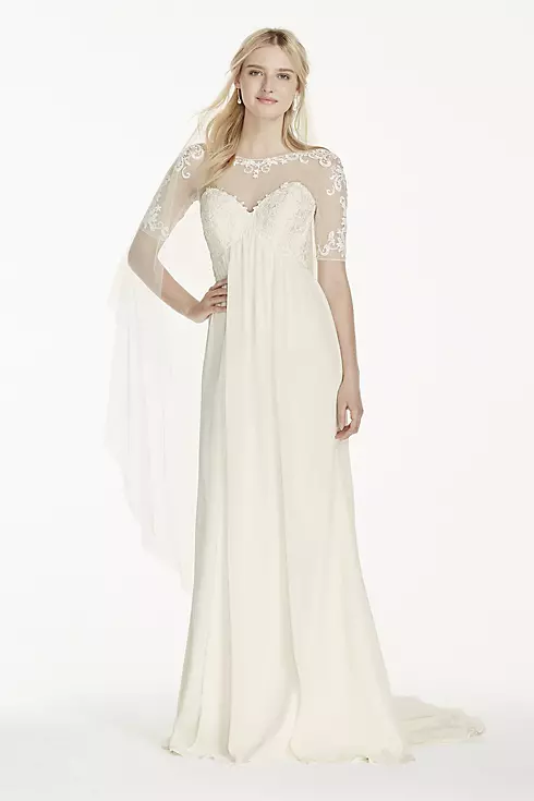 Chiffon Wedding Dress with Illusion Lace Sleeves Image 1