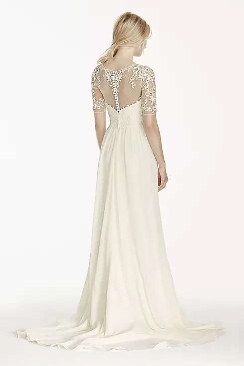 Chiffon Wedding Dress with Illusion Lace Sleeves Image 2