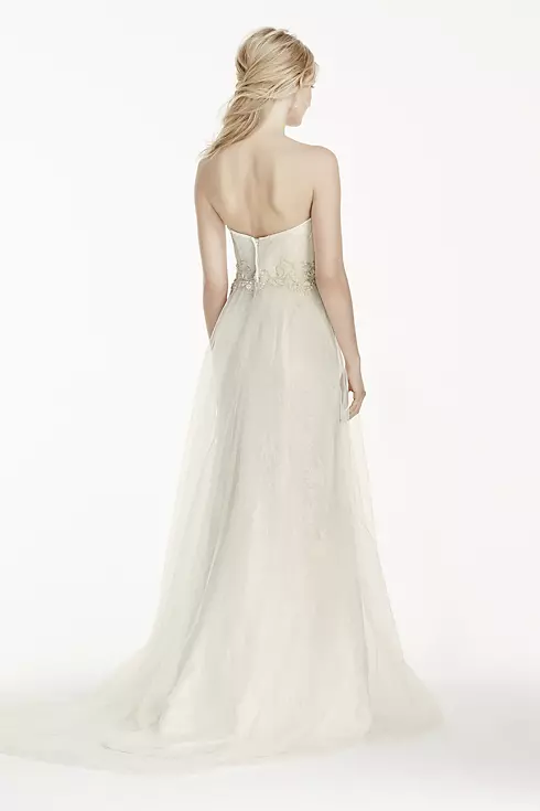 Strapless Tulle Over Lace Sheath Wedding Dress Image 2