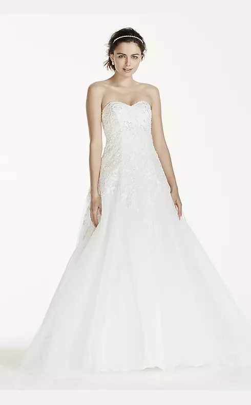 As-Is Jewel Tulle Wedding Dress with Lace Applique Image 1