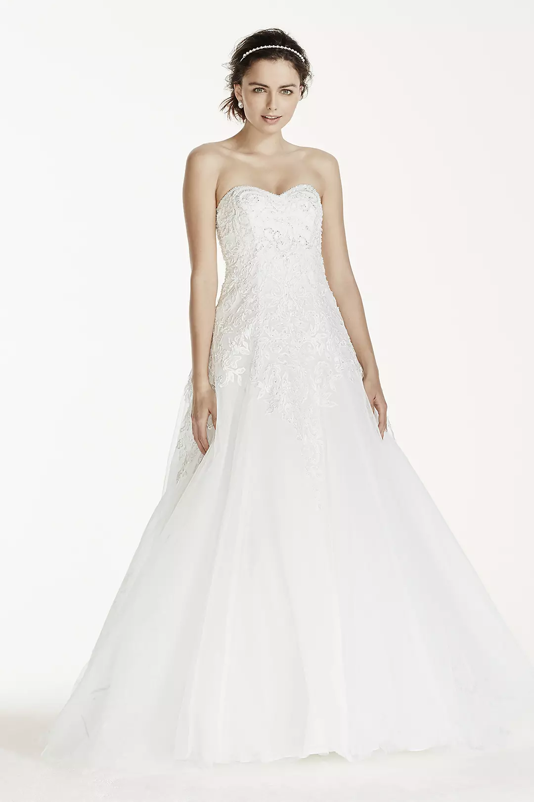 As-Is Jewel Tulle Wedding Dress with Lace Applique Image