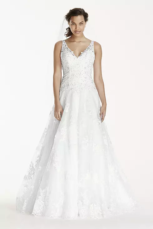 Jewel Tank Tulle Wedding Dress with Lace Applique Image 1