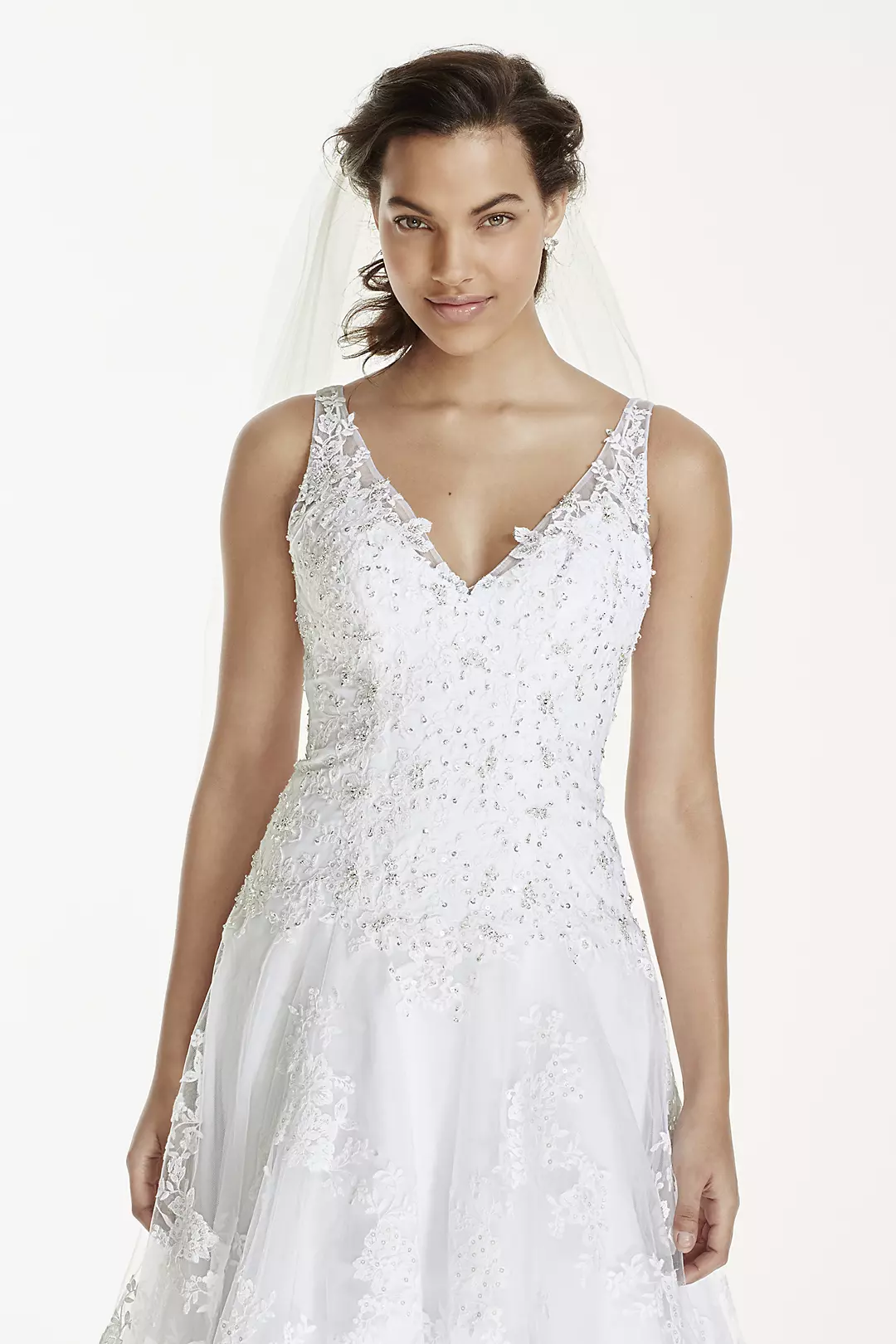 Jewel Tank Tulle Wedding Dress with Lace Applique Image 3