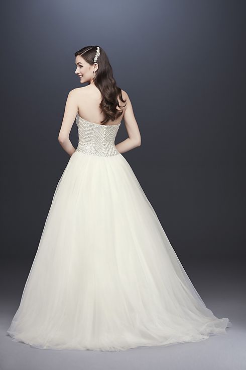 Jewel Crystal Chevron Tulle Wedding Dress Image 2