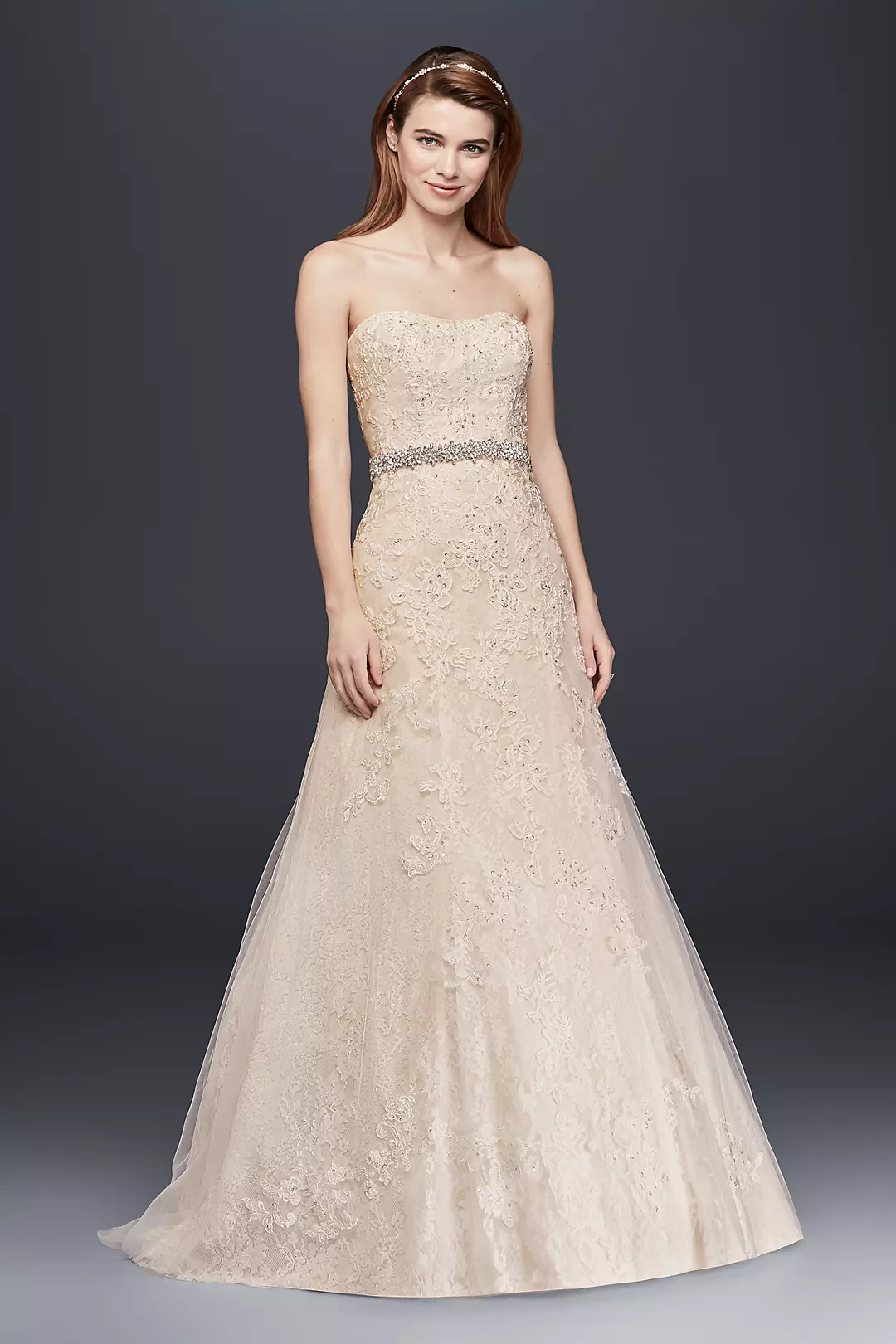 As-Is Lace A-Line Petite Wedding Dress with Beads Image